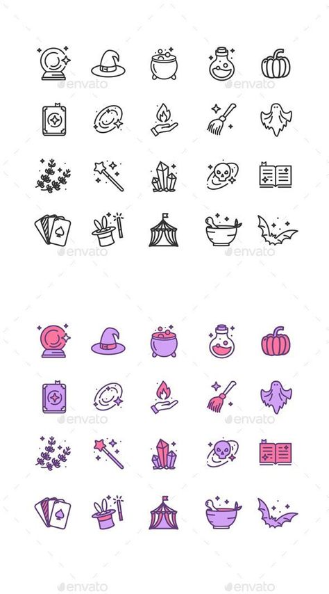 Dive into the enchanting world of witch aesthetic symbols and illustrations, perfect for creating magical decor or accessories this season! Witch Aesthetic Symbols, Cute Witch Design, Witch Icons For Apps, Enchanted Terrarium, Witch Craft Tattoo, Tiny Witch Tattoo, Witch Objects, Witch Doodles, Magic Doodles