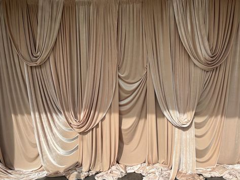 Fabric Draping Backdrop, Wedding Drapery Backdrop, Draped Backdrop, Drape Wall, Draping Backdrop, Wall Draping, Wedding Drapery, Art Deco Wedding Theme, Taupe Wedding