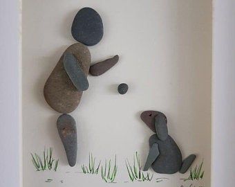 Rock Art Dog, Dog Pebble Art Ideas, Pebble Art Animals, Dog Pebble Art, Pebble Art Dogs, Sew Hacks, Pebble Art Dog, Reindeer Photo, Pebble People