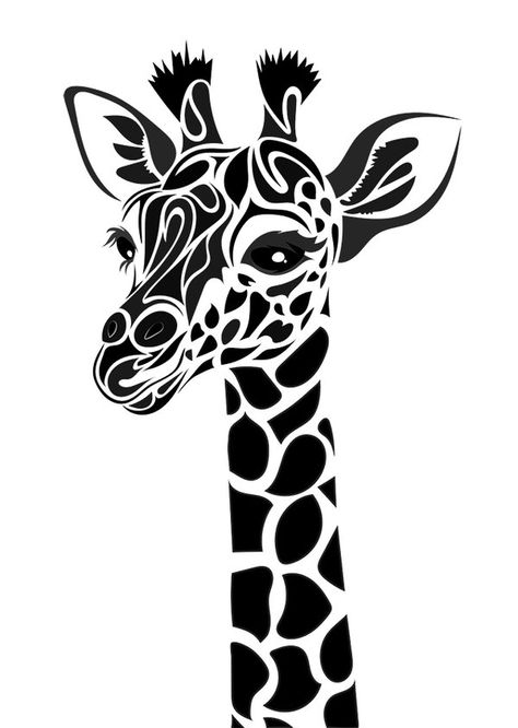 Tribal Giraffe by Dessins-Fantastiques on DeviantArt Giraffe Drawing, Animal Stencil, Giraffe Art, Stencil Patterns, Silhouette Cameo Projects, Stencil Art, Silhouette Art, Kirigami, Silhouette Projects