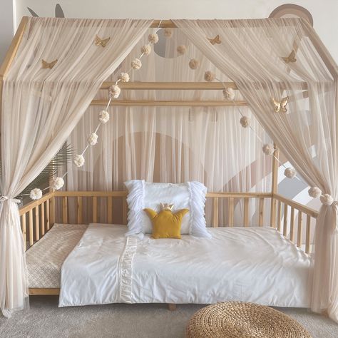 Bed Canopy Kids, Mosquito Net For Bed, Kids Bed Tent, Net For Bed, Tulle Canopy, Kids Bed Canopy, Toddler House Bed, Montessori Bed, Toddler Bedroom Girl