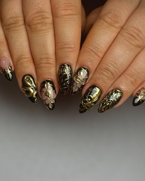 Maleficent Inspired Nails, League Of Legends Nails, Mulan Nails, Game Of Thrones Nails, Bookish Nails, Arcane Nails, Isolated Chrome, Hamilton Nails, Hunger Games Nails