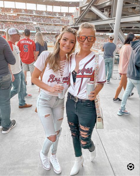 Atl Braves Outfit, Braves Game Outfit Women, Atl Fits, Sports Game Outfit, Braves Game Outfit, Ballpark Outfit, Red Sox Outfit, Baseball Fits, Abigail Anderson