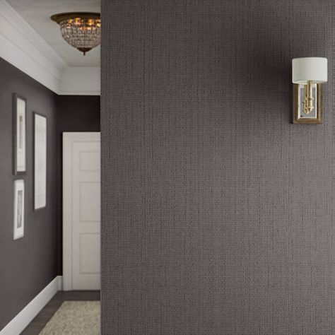 Joss & Main Hayley Tweed Peel & Stick Wallpaper | Wayfair Dark Gray Accent Wall Living Room, Grey Accent Wall Living Room, Dark Accent Wall, Grey Accent Wall, Dark Grey Walls, Dry Wall, Linen Design, Linen Wallpaper, Grey Room