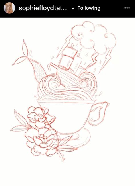 Storm In A Tea Cup Tattoo, Storm In A Teacup Tattoo Traditional, Storm In A Teacup Tattoo, Ghost Teacup Tattoo, Storm Teacup Tattoo, Spooky Teacup Tattoo, Teacup Tattoo, Storm In A Teacup, Beginner Tattoos