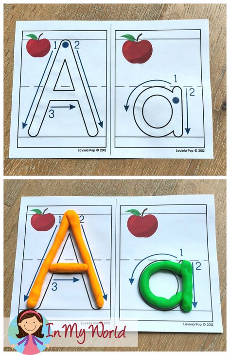 Alphabet Playdough Mats with Correct Letter Formation - In My World Playdough Letter Mats, Alphabet Playdough Mats, Letter Formation Worksheets, Playdough Letters, Frogs Preschool, First Grade Freebies, Library Seating, Alphabet Crafts Preschool, Clever Classroom