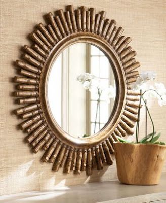 Bamboo Starburst Mirror Rustic Mirror Frame, Bamboo Furniture Diy, Bamboo Ideas, Deco Spa, Bamboo Wall Art, Bamboo Diy, Starburst Mirror, Bamboo Decor, Bamboo Architecture