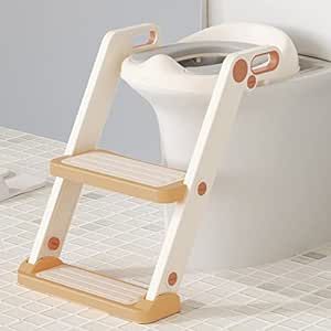 GLAF Potty Training Toilet Seat for Toddler Boys and Girls with Step Stools Ladder Potty Chair 2 in 1 Adjustable Kids Potty Seat with Soft Updated PU Cushion and Anti-Slip Pads (Gold) Toddler Toilet Seat, Baby Toilet Seat, Kids Toilet Seat, Toddler Climbing Toys, Toilet Step, Potty Training Toilet Seat, Toddler Toilet, Baby Toilet, Potty Training Toilet