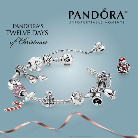 Pandora 12 Days of Christmas Bracelet!  So perfect for the holidays! #PANDORA #Christmas #Winter Pandora Letter Charms, Pandora Bracelet Ideas, Pandora Winter, Pandora Christmas Charms, Pandora Christmas, Gift Giving Ideas, Christmas Promo, Bracelets Black, Pandora Disney