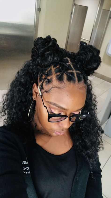 Quick Hairstyles With Crochet Hair, Connect Ponytails Hairstyles Black Women, Half Up Black Hairstyles, Short Quick Braided Hairstyles, Cheap Simple Hairstyles For Black Women, Low Budget Hairstyles For Black Women, Quick Teenage Hairstyles Black, Hairstyles For Black Women Updo Half Up, Quick Easy Hairstyles For Medium Hair Black Women