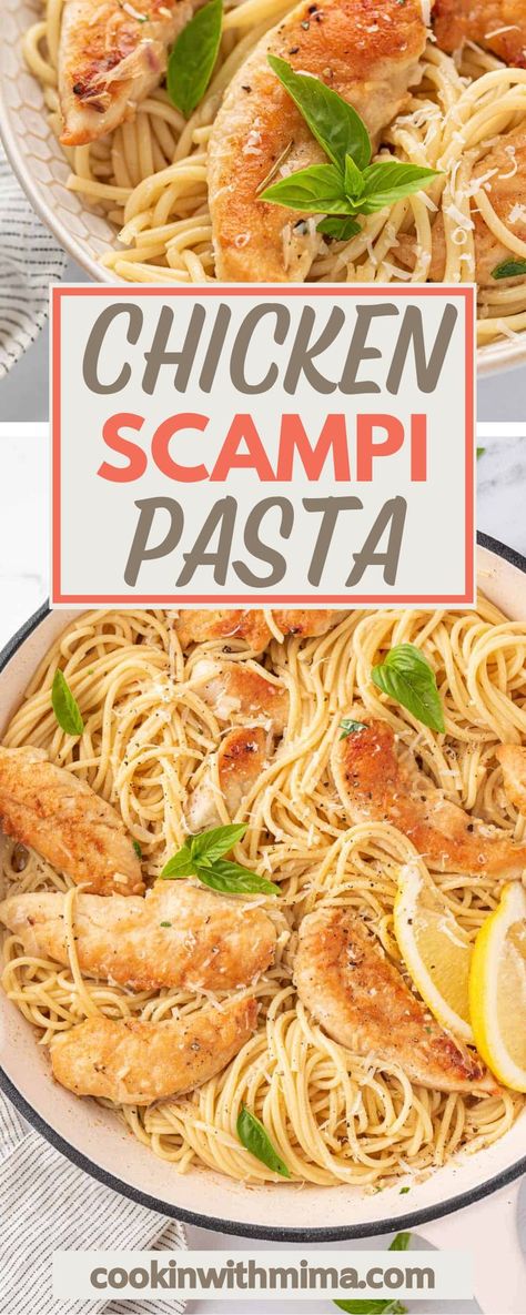 Chicken Tender With Pasta, Chicken Tenderloin Recipes With Pasta, Chicken Tenders And Pasta Recipes, Chicken Scampi Recipe Without Wine, Chicken Scampi Sauce Recipe, Healthy Chicken Scampi Recipe, Chicken Tenders And Pasta, Recipes Using Chicken Tenders, Chicken Tender Pasta