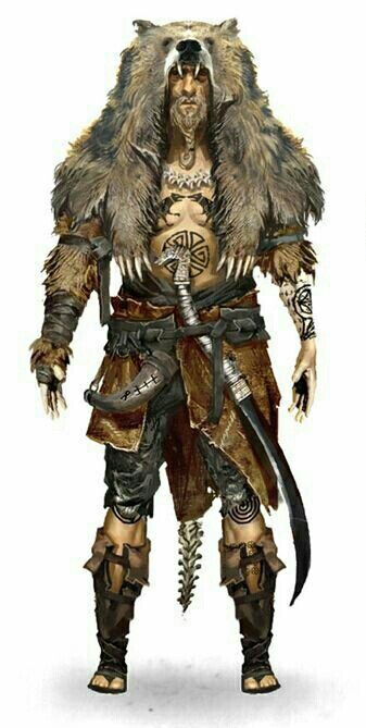 Human Male Barbarian - Pathfinder PFRPG DND D&D d20 fantasy Barbarian Clothes Male, Uthgardt Barbarian, Highlander Warrior, Druid Shaman, Beast Warrior, Wolf Warrior, Costume Viking, Symbole Viking, Illustration Fantasy