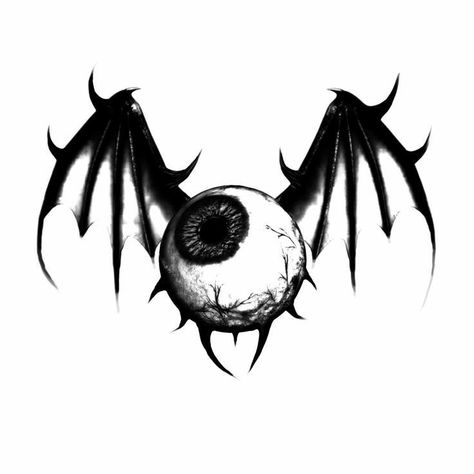 Scary Tattoos Dark Art, Goth Sketches, Eyeball With Wings, Flying Eyeball Tattoo, Flying Eyeball Art, Eyeball Drawing, Bat Drawing, Flying Eyeball, Gotik Tattoo