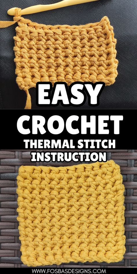 The thermal stitch crochet instruction step by step! Thermal Stitch Crochet, Thermal Stitch, Crochet Pot Holders Free Pattern, Bags Crochet, Crochet Hack, Easy Crochet Stitches, Easy Crochet Projects, Stitch Ideas, Easy Stitch