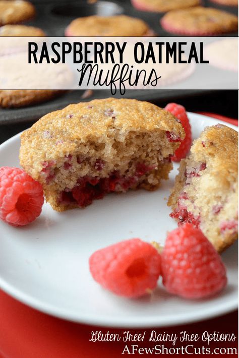 Raspberry Oatmeal Muffins Raspberry Oatmeal Muffins, Muffins For Breakfast, Raspberry Oatmeal, Gluten Free Flour Mix, Raspberry Muffins, Oatmeal Muffins, Cinnamon Milk, Red Raspberry, Cupcake Pan