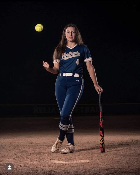 Baseball Photoshoot Woman, Softball Pictures Poses With Bat, Softball Poses For Pictures Photo Ideas, Soft Ball Pictures, Softball Quinceanera Pictures, Softball Pictures Senior, Senior Softball Banner Ideas, Girls Softball Portraits, Softball Picture Ideas Individual