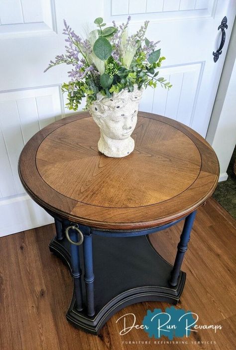 These large round accent tables are unique, they're a bit too large for an end table, but too tall to be a coffee table..this makes them perfect for the center of a large entryway or in between 2 beautiful chairs to form a sitting area.I wanted to go elegant with this update and I knew just the products to use.....*Listed time does not include dry time, it's work time only*Listed price is for the amount of product used, not for the initial cost of the product First things first ....C… Painted End Tables, Large Entryway, Amazing Resin, Diy Furniture Decor, Round Accent Table, First Things First, Work Time, Car Wax, Lace Decor