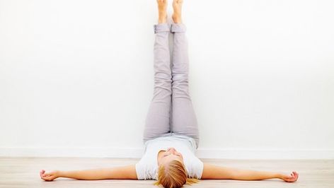 Yoga for Sleep: 5 Poses for Better Rest at Night for Both Body and Mind | The Art of Living Wall Yoga Poses, Digestion Yoga, Morning Yoga Poses, Adrenal Fatigue Symptoms, Wall Yoga, Legs Up The Wall, Chronic Fatigue Symptoms, Yoga Guide, Pose Yoga