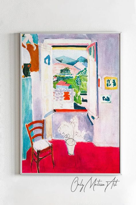 Reproduction for art lovers who love French painter Henri Matisse paintings. This painting was made by Matisse in 1910 and its name is open window at collioure. It can also be given a gift to your loved ones who also likes to makes home/wall decor. #matisse #henrimatisse #matisseexhibition #flowermarket #matisseprint #matisseoriginal #henrimatisseprint #oil painting #original #moma #famous artist #matisse red studio #matisse exhibit #works by painter henri #matisse red studio #exhibition Henri Matisse Paintings, Poster Gallery Wall, Matisse Paintings, Matisse Poster, Gallery Wall Art, Open Window, Exhibition Poster, Henri Matisse, Printable Designs