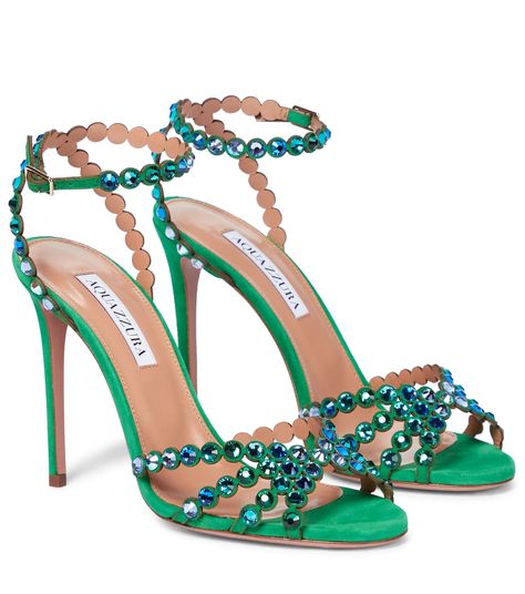 White Stilettos, Heels Patterns, Clear Shoes, Crystal Sandals, Green Heels, Rhinestone Sandals, Fashion Unique, Ankle Strap Shoes, Stiletto Sandals