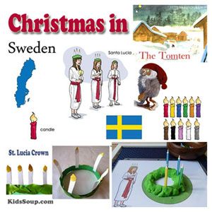 Christmas Around the World in the Classroom | KidsSoup Sweden Christmas Traditions, Christmas In Scandinavia, Sweden Christmas Crafts For Kids, Christmas In Sweden Crafts For Kids, Netherlands Crafts For Kids, Christmas Around The World Sweden, Christmas In The Netherlands, Christmas In Sweden, Sweden Christmas