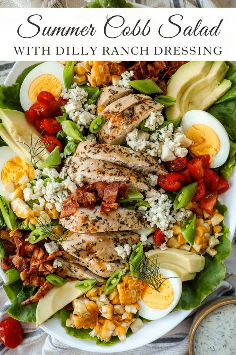 Indulge in the flavors of summer with our Cobb Salad, featuring a delightful twist of Double Dill Ranch dressing. Dill Ranch Dressing, Dill Ranch, Grilled Italian Chicken, Salad With Ranch Dressing, Salad With Ranch, Cobb Salad Dressing, Salad Recipes With Bacon, Snap Pea Salad, Cobb Salad Recipe