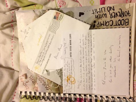 Page in my ScrapBook! Very First letter from Bootcamp ❤ Deployment Scrapbook Ideas, Basic Training Letters Ideas Boyfriends, Army Scrapbook Ideas, Boot Camp Letter Ideas, Basic Training Letters Ideas, Bootcamp Letter Ideas, Marine Crafts, Deployment Letters, Marine Corps Baby