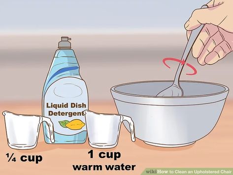 3 Ways to Clean an Upholstered Chair - wikiHow How To Get Stains Out Of Fabric Chair, Best Way To Clean Upholstered Chairs, Cleaning Chairs Fabric, How To Clean Chair Fabric, Cleaning Upholstery Chair, Best Way To Clean Apolstery, How To Clean Cloth Chairs, Best Way To Clean Furniture, How To Clean Light Colored Upholstery