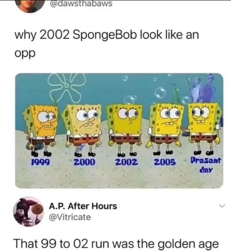 Best Age Of SpongeBob🙏🏽🤝🏾 #memories #nostalgia #spongebob #childhood | Instagram Spongebob Nostalgia, 2024 Nostalgia, Nickelodeon Nostalgia, January 29, After Hours, Golden Age, Nickelodeon, Funny, On Instagram