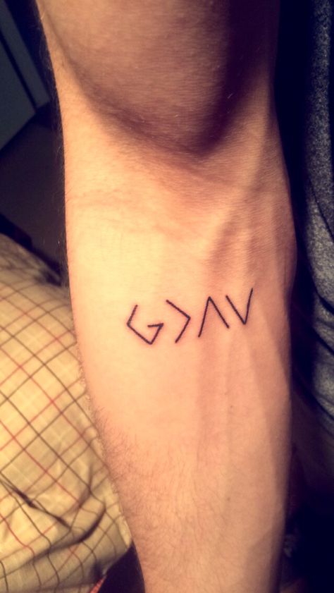 God is Greater than the Ups and Downs Tattoo God, Unique Small Tattoo, Feather Tattoos, Small Tattoo, Greater Than, Ups And Downs, Cute Tattoos, God Is, I Tattoo