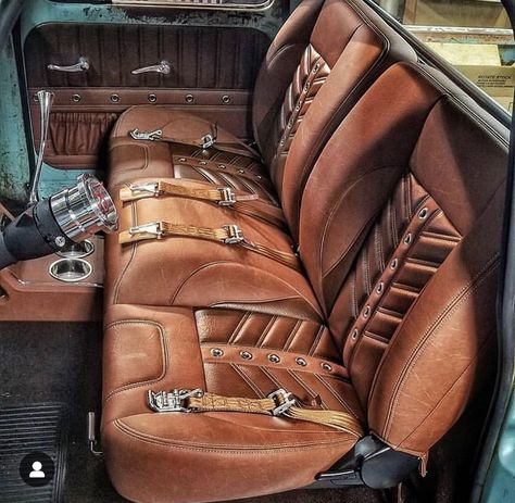 F100 Truck Interior, Classic Truck Interior Ideas, F100 Interior Ideas, Leather Truck Interior, Custom Car Interior Upholstery, Western Truck Interior, Obs Chevy Interior, Sp2 Vw, 147 Fiat