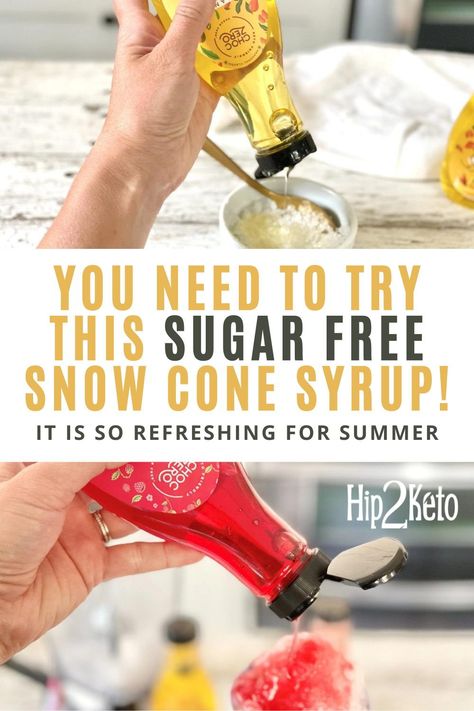 Sugar Free Snow Cone Syrup Recipe, Sno Cone Syrup Recipe, Hip2keto Recipes, Cone Recipes, Sno Cone Syrup, Snow Cones Recipes, Quick Keto Dessert, Snow Cone Syrup, Syrup Recipes