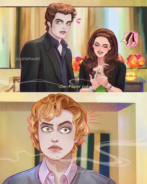 Romantic Fanart, Twilight Fanart, Luz Tapia Art, Vampire Fanart, Jasper Twilight, Twilight Art, Bella Edward, Twilight Jokes, Vampire Twilight