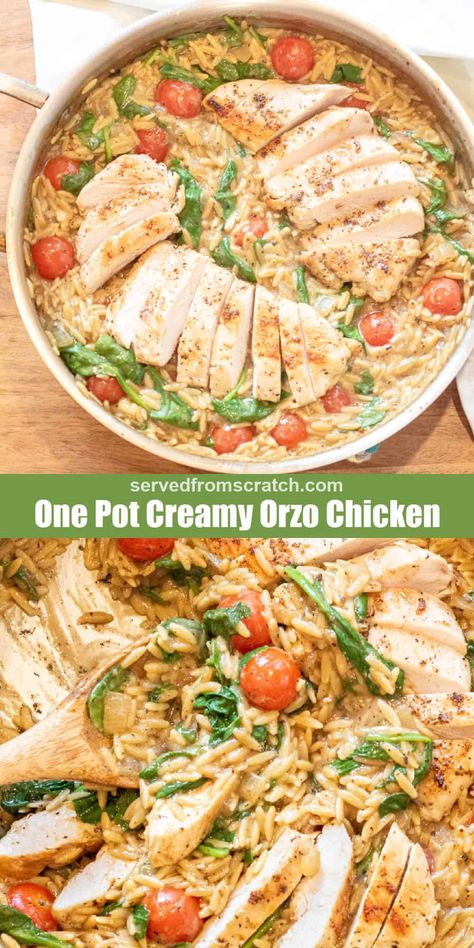 Protein Pregnancy Meals, Chicken Orzo Boursin Recipes, Chicken And Orzo Recipes One Pot, Crock Pot Healthy Meals, Creamy Orzo Chicken, Orzo Meals, Chicken Orzo Recipes, One Pot Orzo, Easy Weeknight Dinners Healthy