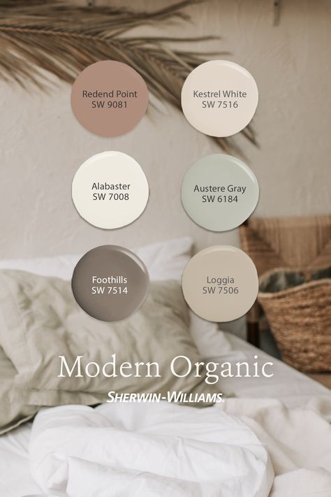 There's a palette for every aesthetic. Order Sherwin-Williams colour chip samples to see how these colours might look in your space. Every Aesthetic, Paint Color Inspiration, House Color Palettes, Sherwin Williams Paint Colors, Modern Organic, Paint Colors For Home, Golden Girls, Home Reno, Organic Modern