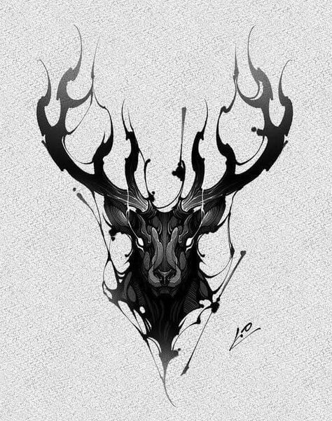 Stag Tattoo Design, Buck Tattoo, Cthulhu Tattoo, Deer Tattoo Designs, Stag Tattoo, P Tattoo, Deer Tattoo, Clever Tattoos, Cool Forearm Tattoos