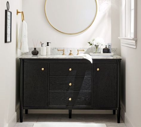 Choosing the Right Bathroom Vanity for Your Home - Plank and Pillow Plain Mirror, Chrome Brass, Single Wide, Single Sink Vanity, Double Sink Vanity, Sink Vanity, Single Sink, Round Mirror, Free Interior Design