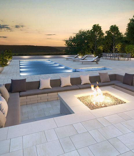 Landscaping Ideas By Style | Techo-Bloc Modern House Design Backyards, Cool House Additions, Landscape Design Plans Backyard, Entertaining Backyard Ideas With Pool, Beautiful Patios Luxury Backyards, House With Big Backyard, Amazing Backyards For Entertaining, Huge Backyard Ideas, Backyard With View