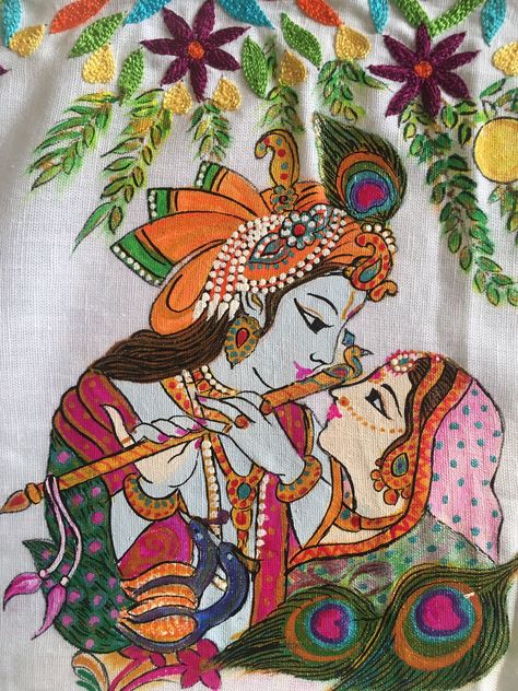 Gannu Bappa, Geometrical Prints, Thanjavur Painting, Saree Painting Designs, Painting Flowers Tutorial, Modern Art Canvas Painting, Saree Painting, Fabric Painting Techniques, Butterfly Art Painting