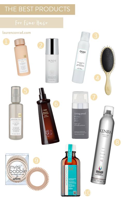 Tuesday Ten: The Best Styling Products for Fine Hair - Lauren Conrad Best Styling Products For Fine Limp Hair, Tips For Fine Hair, Hair Care Fine Hair, Products For Updos, Hair Routine For Fine Hair, Best Products For Short Fine Hair, Products For Long Hair, Hair Care Routine For Fine Hair, Best Styling Products For Fine Hair