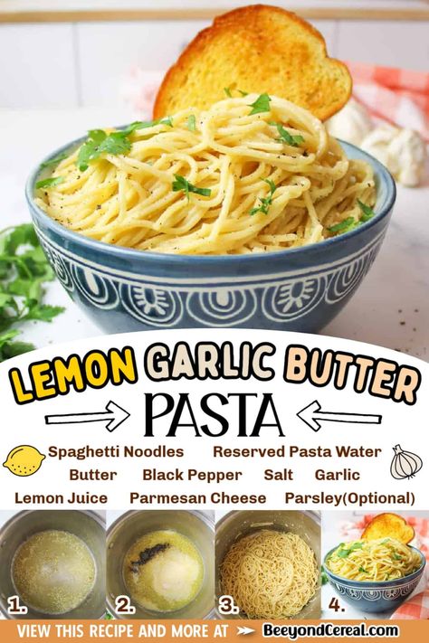 Lemon Garlic Butter Pasta is a recipe you can make with minimal effort and ingredients but it always tastes great. Frugally using up kitchen spices and noodles to create a dish that's cheap, easy, and perfect for dinner. Homemade Garlic Noodles, Butter Noodle Recipe, Buttered Noodles Recipe, Garlic Butter Noodles, Garlic Pasta Recipe, Barley Rice, Garlic Butter Pasta, Garlic Parmesan Pasta, Lemon Garlic Pasta