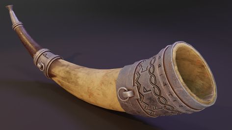 ArtStation - Viking War Horn, Jairo Cardenas Ale Horn, Fake Skin Tattoo, Horn Instruments, Viking Thor, Viking Cosplay, Valhalla Viking, Viking Battle, Knight Of Cups, Viking Horn