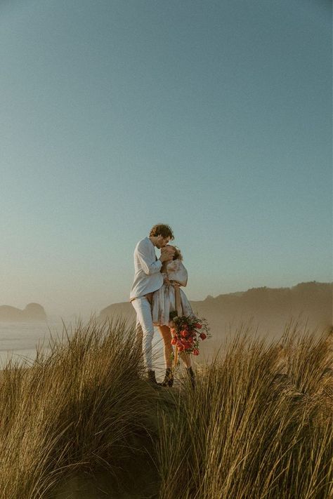 Intimate Beach Elopement, Coast Elopement, Canon Beach Elopement, Cinematic Elopement Photography, Coastal Elopement, Oregon Elopement, Beach Elopement Dress, Oregon Coast Elopement, Micro Beach Wedding