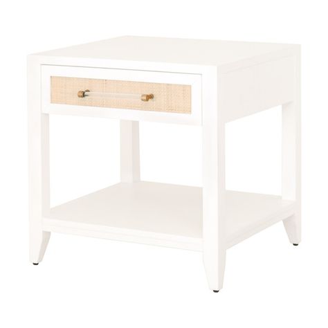 Holland Side Table Rattan Door, Rattan Side Table, White Nightstand, White Side Tables, Side Table With Storage, Storage Drawer, End Tables With Storage, Wood Nightstand, Decorative Hardware