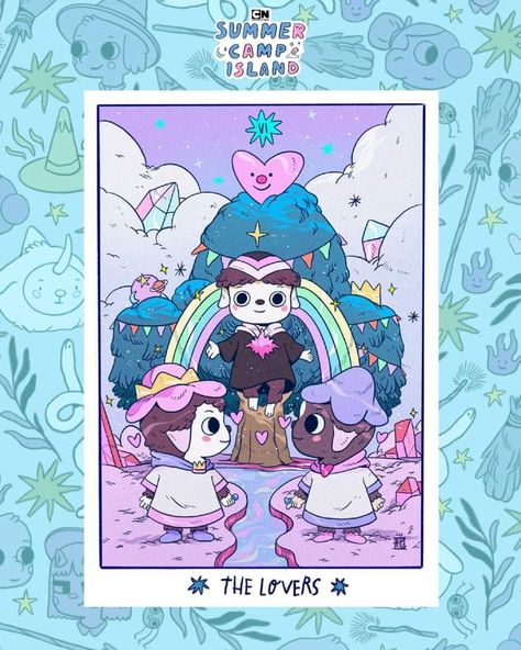 Summer Camp Island Tattoo, Tarot Cards Art Illustration, Camping Drawing, Posters Diy, Summer Camp Island, Frog Wallpaper, The Lovers Tarot, Cartoon Network Shows, Time Cartoon