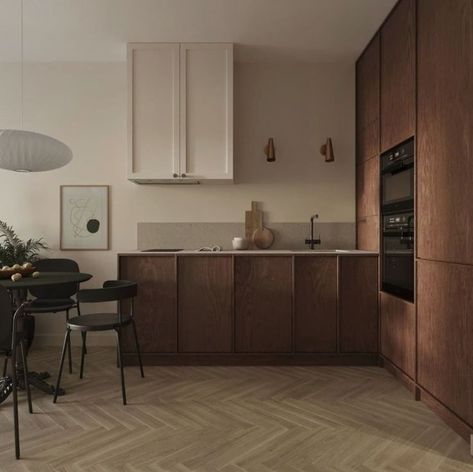 Brown Kitchen Inspiration, Kitchen Ideas Cabinets, Modern Kitchen Cabinet Design Ideas, Modern Walnut Kitchen, Kitchen Cabinet Design Ideas, Walnut Kitchen Cabinets, Cabinet Design Ideas, Cabinets Colors, Modern Kitchen Cabinet