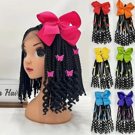 New African Beads Butterfly Braid Ponytail Hair Accessories - Temu Ponytail With Bow, Kids Box Braids, Butterfly Braid, Ethnic Hair, High Hair, Ponytail Wig, Ethnic Hairstyles, Baby Hair Accessories, Braids For Kids