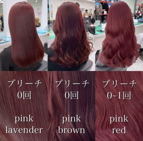 Raspberry Auburn Hair, Red Pink Brown Hair, Pink Lavender Brown Hair, Lavender Red Hair, Red Lavender Hair, Raspberry Brown Hair, Pastel Red Hair, Wine Brown Hair, Pink Lavender Hair