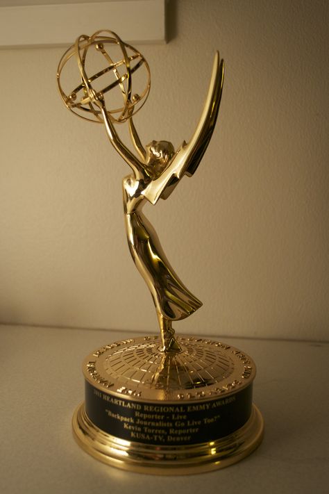 My first Emmy Award: "Best Live Reporter" Best Awards Meme, Emmy Award Aesthetic, Recieving Award Aesthetic, Winning Award Aesthetic, Emmy Trophy, Ballet Award, Emmy Award Trophy, Award Photography, Trophy Craft