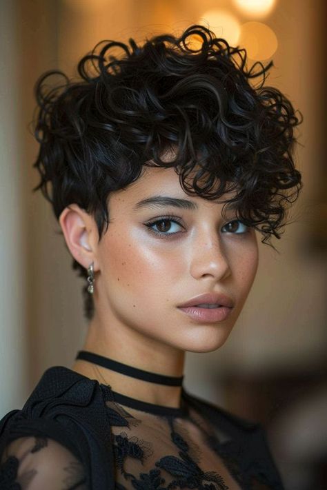 Short Curly Hairstyles For Women, Curly Pixie Hairstyles, Curly Pixie Haircuts, Curly Pixie, Short Curly Haircuts, Haircut Inspiration, Haircuts For Curly Hair, Pixie Haircuts, Curly Hair Cuts